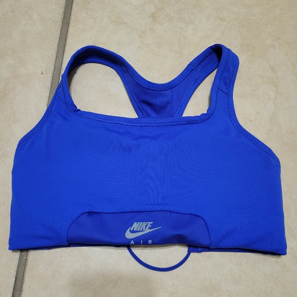 Nike Other - Nike Women’s Sports Bra Dri-Fit Blue M With Pocket And Black Swoosh Logo